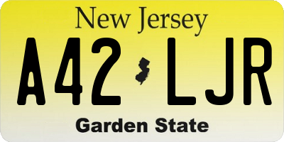 NJ license plate A42LJR