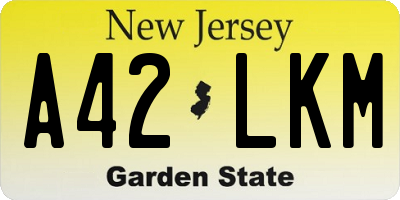 NJ license plate A42LKM