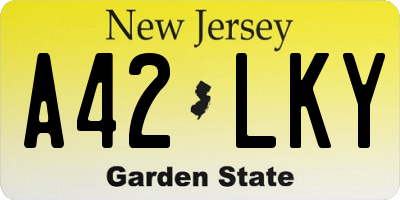 NJ license plate A42LKY