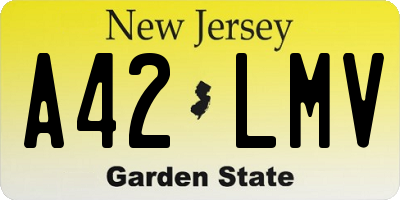 NJ license plate A42LMV