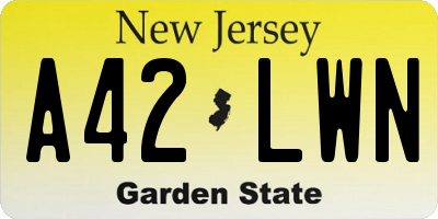 NJ license plate A42LWN