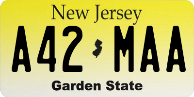 NJ license plate A42MAA