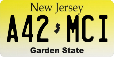 NJ license plate A42MCI