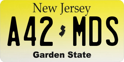 NJ license plate A42MDS