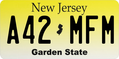 NJ license plate A42MFM