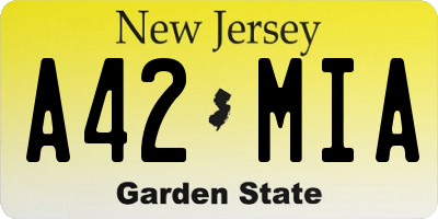 NJ license plate A42MIA