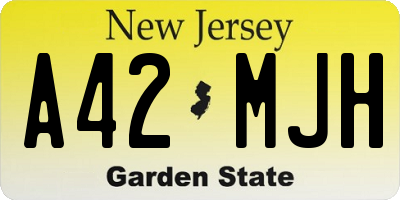 NJ license plate A42MJH
