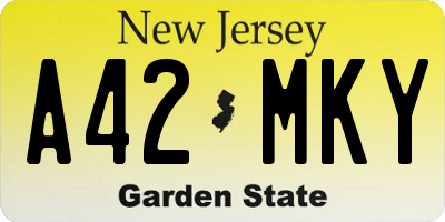 NJ license plate A42MKY
