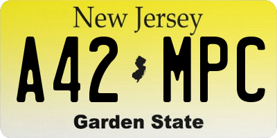 NJ license plate A42MPC