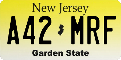 NJ license plate A42MRF