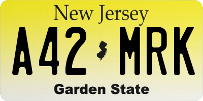 NJ license plate A42MRK