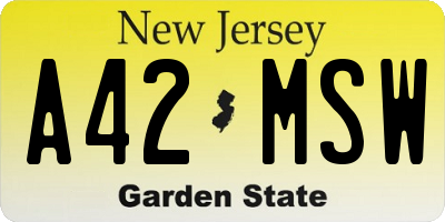 NJ license plate A42MSW