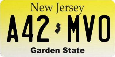 NJ license plate A42MVO