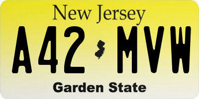 NJ license plate A42MVW