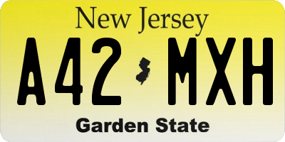 NJ license plate A42MXH
