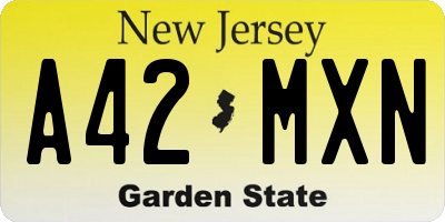 NJ license plate A42MXN