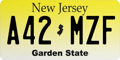 NJ license plate A42MZF