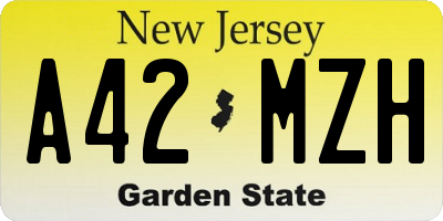 NJ license plate A42MZH