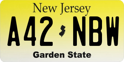 NJ license plate A42NBW