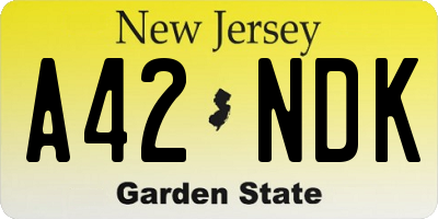 NJ license plate A42NDK