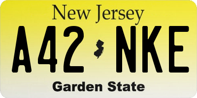 NJ license plate A42NKE
