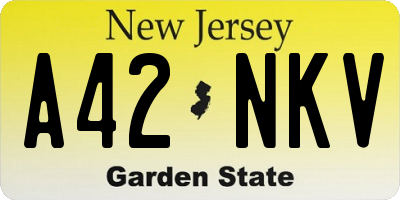 NJ license plate A42NKV