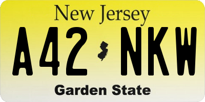 NJ license plate A42NKW