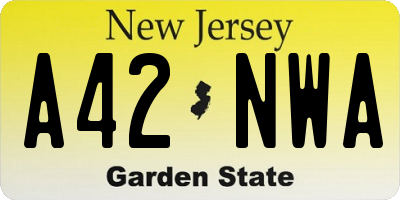 NJ license plate A42NWA
