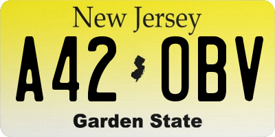 NJ license plate A42OBV