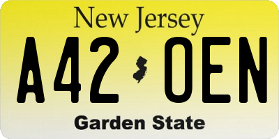 NJ license plate A42OEN