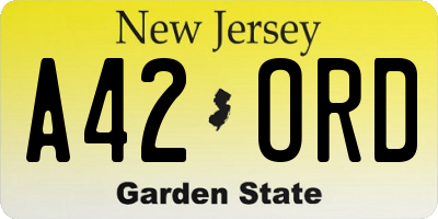 NJ license plate A42ORD