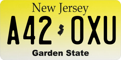 NJ license plate A42OXU