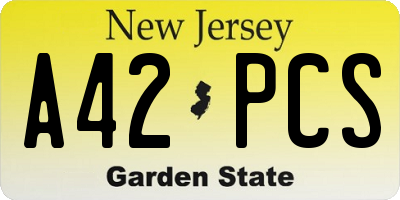 NJ license plate A42PCS