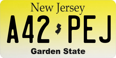 NJ license plate A42PEJ