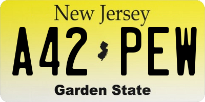 NJ license plate A42PEW
