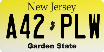 NJ license plate A42PLW