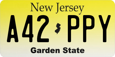 NJ license plate A42PPY