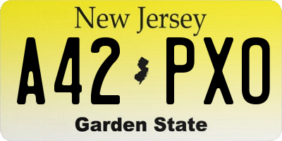 NJ license plate A42PXO