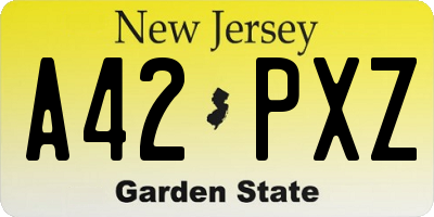 NJ license plate A42PXZ