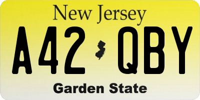NJ license plate A42QBY