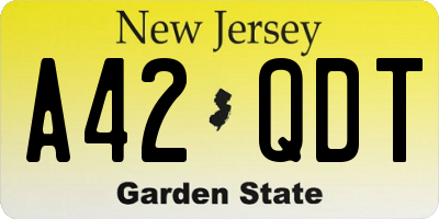 NJ license plate A42QDT