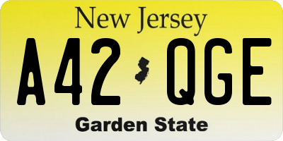 NJ license plate A42QGE
