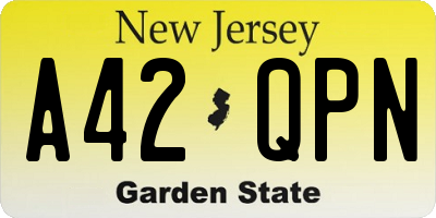 NJ license plate A42QPN