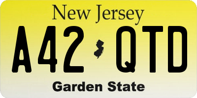 NJ license plate A42QTD