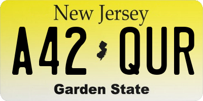 NJ license plate A42QUR