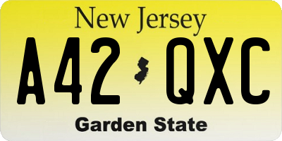 NJ license plate A42QXC