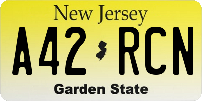NJ license plate A42RCN