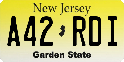 NJ license plate A42RDI