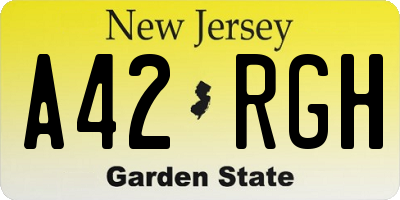 NJ license plate A42RGH