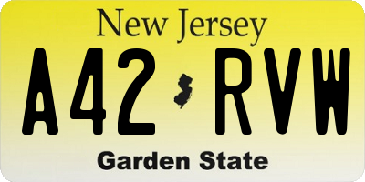 NJ license plate A42RVW
